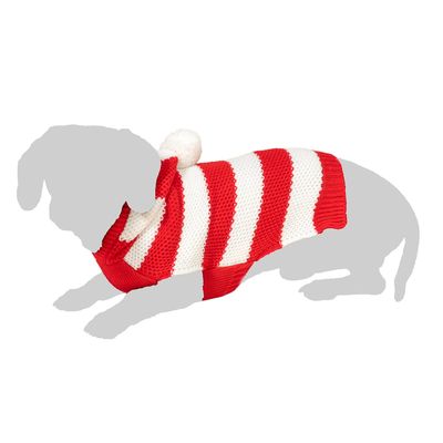 TIAKI czerwony sweter w paski dla psów