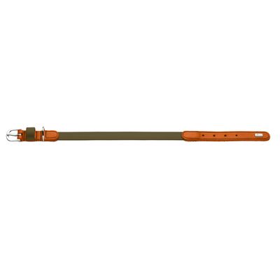 HUNTER obroża Wolmar z BioThane® i skóry, khaki/pomarańczowa