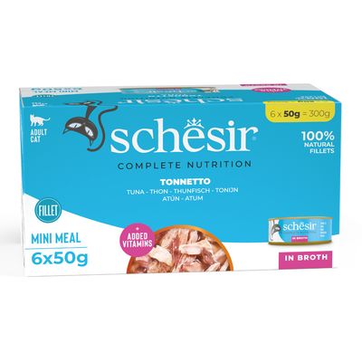 Korzystny pakiet Schesir Complete Nutrition, filet w bulionie, 24 x 50 g