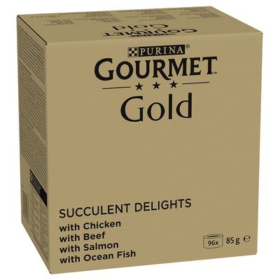 Megapakiet Gourmet Gold, 96 x 85 g + pakiet mieszany mięsny Feine Pastete, 24 x 85 g gratis!