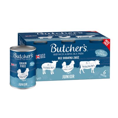 Butcher's Original Junior, bez zbóż, 6 x 400 g
