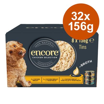 Korzystny pakiet mieszany Encore w bulionie, puszki, 32 x 156 g