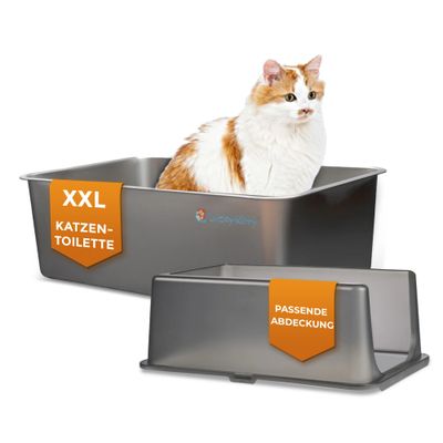 Lucky Kitty XXL kryta kuweta dla kota, ze stali nierdzewnej