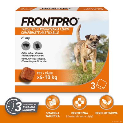 FRONTPRO® tabletki na pchły i kleszcze, dla psów od 4 do 10 kg