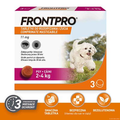 FRONTPRO® tabletki na pchły i kleszcze, dla psów od 2 do 4 kg