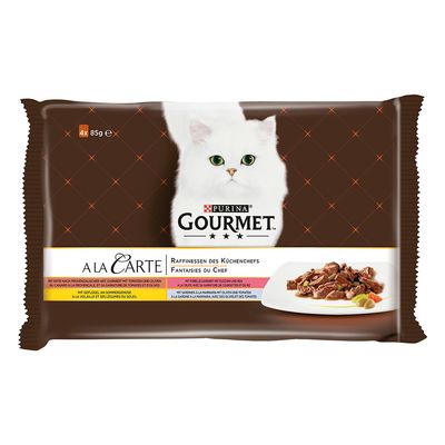3 + 1 gratis! 4x Gourmet A la Carte, karma mokra dla kota, różne rodzaje
