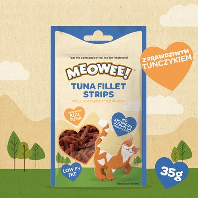 2 + 1 gratis! Meowee! Paski z fileta z tuńczyka, 3 x 35 g