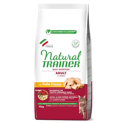 Natural Trainer: karma sucha dla kota, 10 kg + Adult, karma mokra, 4 x 85 g gratis!
