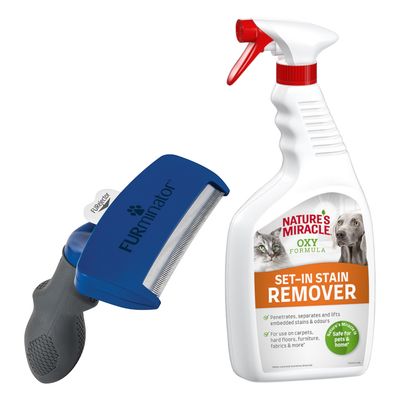 FURminator deShedding Tool + Nature's Miracle Cat Set-In Stain Remover, 709 ml gratis!