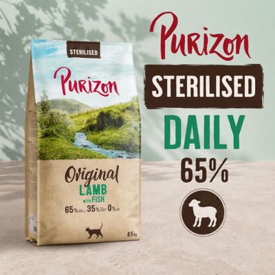 Purizon Cat Adult Sterilized, jagnięcina z rybą - Original Daily 65%