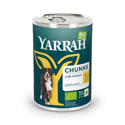 Yarrah Bio kawałki biokurczaka z biopokrzywą i biopomidorami