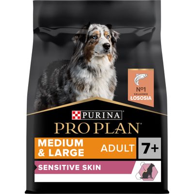 PURINA PRO PLAN Medium & Large Adult 7+ Sensitive Skin, łosoś i ryż