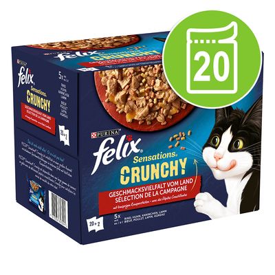 Felix Sensations Crunchy Crumbles z posypką, w galarecie, 20 x 85 g