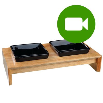 Trixie zestaw ceramicznych misek na drewnianym stojaku