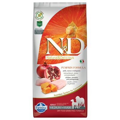 Farmina N&D Grain Free Adult Medium & Maxi, kurczak z dynią i granatem