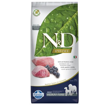 Farmina N&D Grain Free Adult Medium & Maxi, jagnięcina i borówki