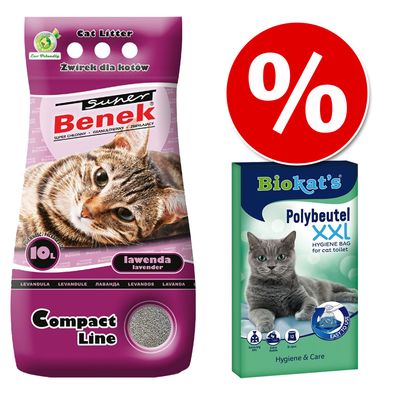 Benek Super Compact Lawenda + Gimpet polyetylenowe worki do kociej toalety w super cenie!