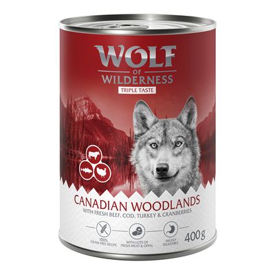 Wolf of Wilderness Adult - "Triple Taste", 6 x 400 g