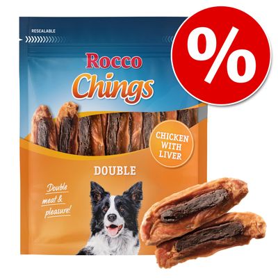 Korzystny pakiet Rocco Chings Double mięsne paski do żucia