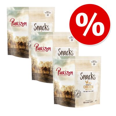 Korzystny pakiet Purizon Snacks dla kota, 3 x 40 g