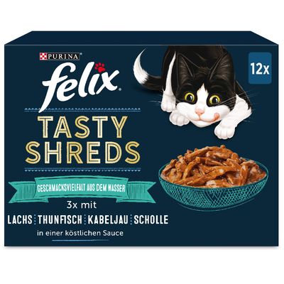 Felix Tasty Shreds w sosie, 12 x 80 g
