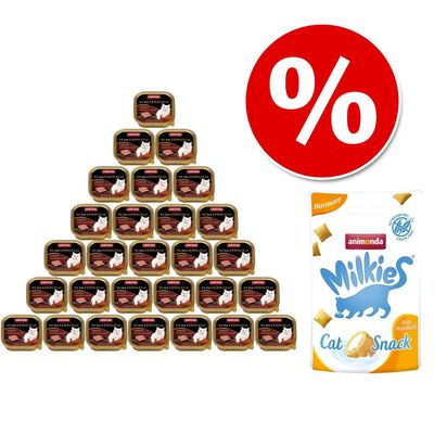 Pakiet animonda vom Feinsten Adult, 32 x 100 g + animonda Milkies Anti Hairball