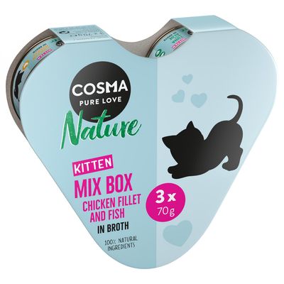 Pakiet Cosma Nature Kitten w kształcie serca, 3 x 70 g