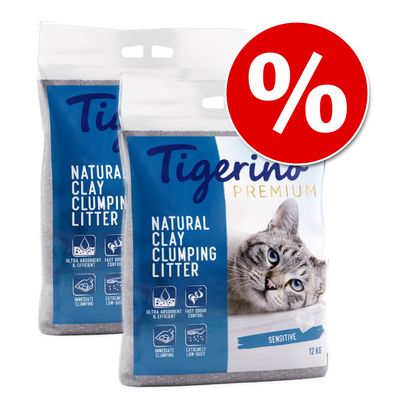 Korzystny dwupak: Tigerino, żwirek dla kota, 2 x 12 kg